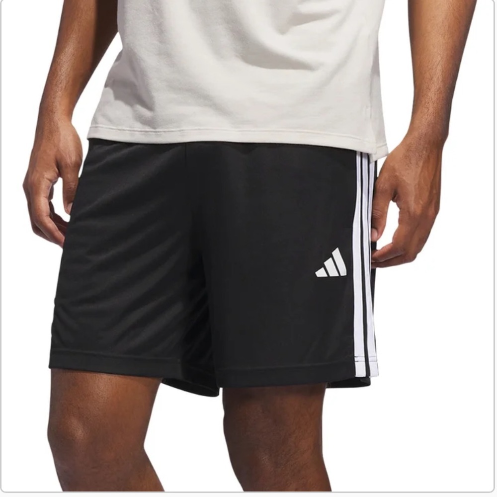adidas Black Athletic Shorts with White 3-Stripes